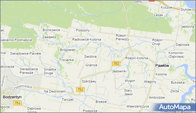 mapa Rzepinek gmina Pawłów, Rzepinek gmina Pawłów na mapie Targeo