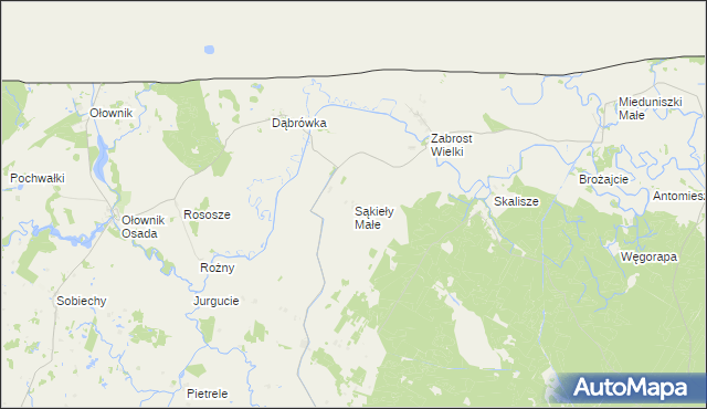 mapa Sąkieły Małe, Sąkieły Małe na mapie Targeo