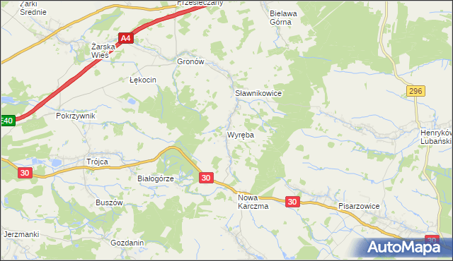 mapa Wyręba gmina Siekierczyn, Wyręba gmina Siekierczyn na mapie Targeo