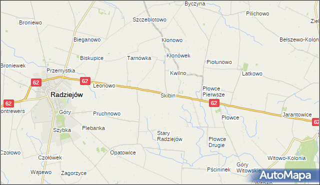 mapa Skibin gmina Radziejów, Skibin gmina Radziejów na mapie Targeo