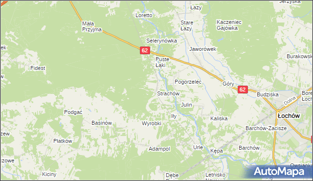 mapa Strachów gmina Jadów, Strachów gmina Jadów na mapie Targeo