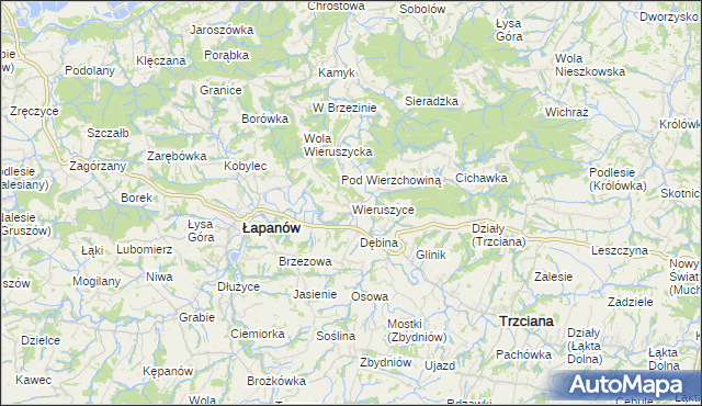 mapa Wieruszyce, Wieruszyce na mapie Targeo