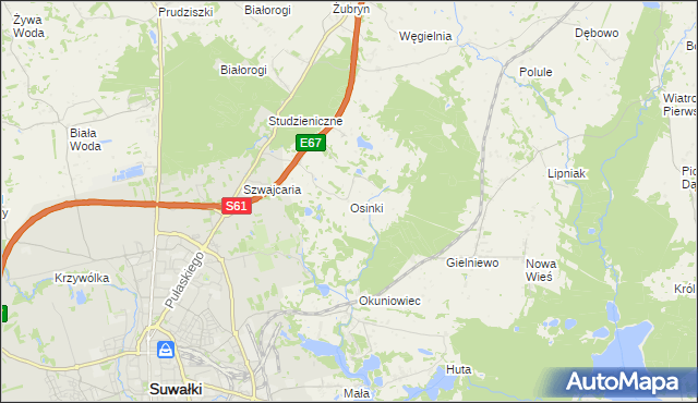 mapa Osinki gmina Suwałki, Osinki gmina Suwałki na mapie Targeo