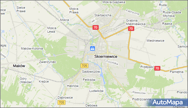 mapa Skierniewic, Skierniewice na mapie Targeo