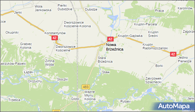 mapa Stara Brzeźnica, Stara Brzeźnica na mapie Targeo