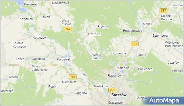 mapa Wólka Żabna, Wólka Żabna na mapie Targeo