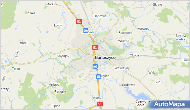 mapa Bartoszyce, Bartoszyce na mapie Targeo