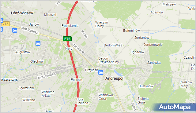 mapa Bedoń Przykościelny, Bedoń Przykościelny na mapie Targeo