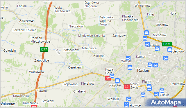 mapa Bielicha, Bielicha na mapie Targeo