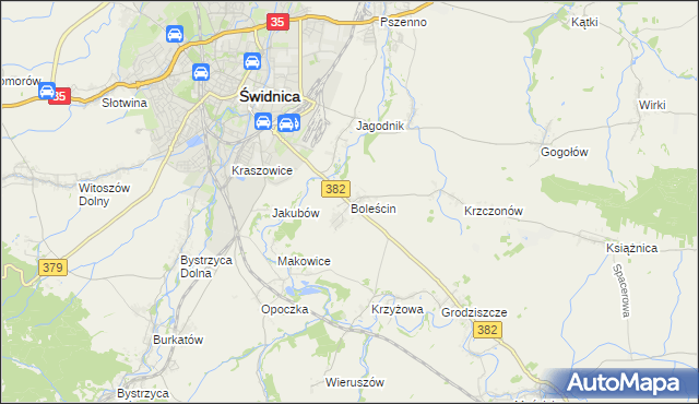 mapa Boleścin gmina Świdnica, Boleścin gmina Świdnica na mapie Targeo
