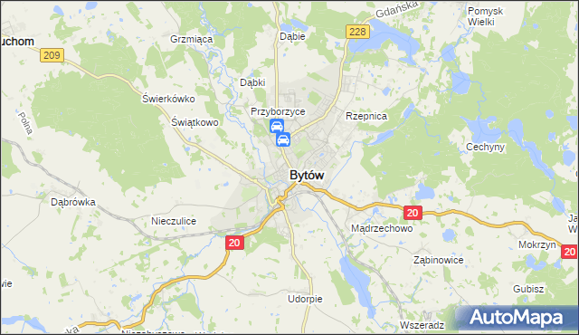 mapa Bytów, Bytów na mapie Targeo