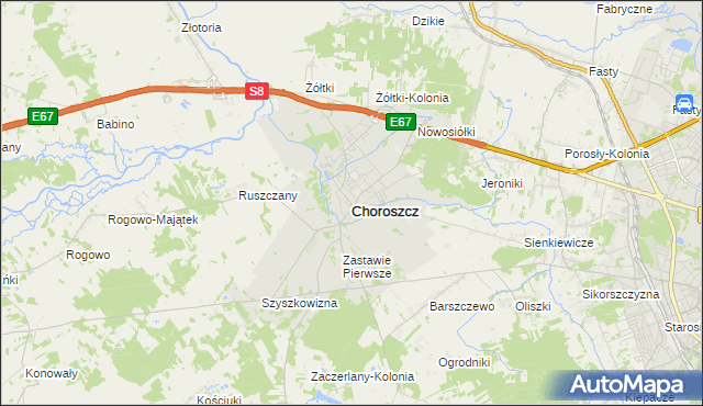 mapa Choroszcz, Choroszcz na mapie Targeo