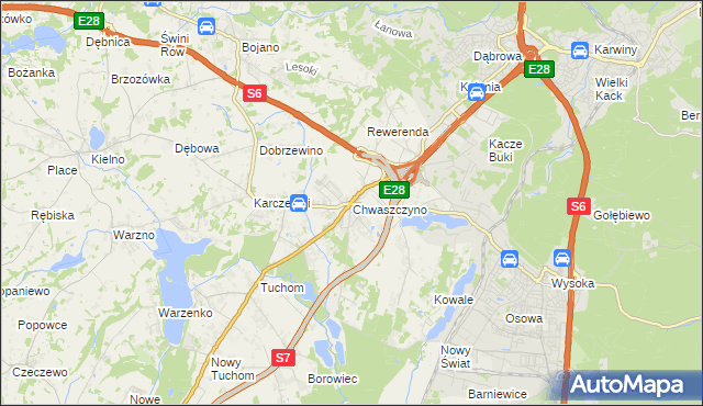 mapa Chwaszczyno, Chwaszczyno na mapie Targeo