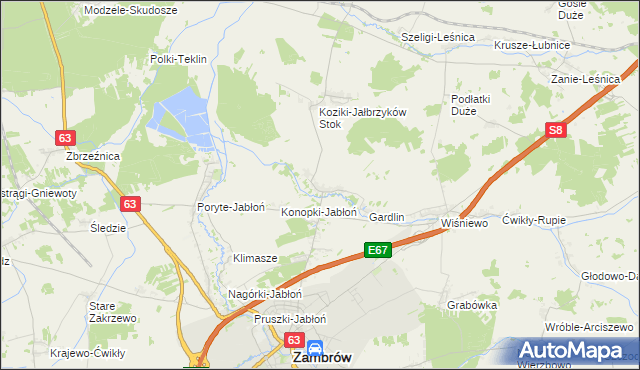 mapa Cieciorki, Cieciorki na mapie Targeo