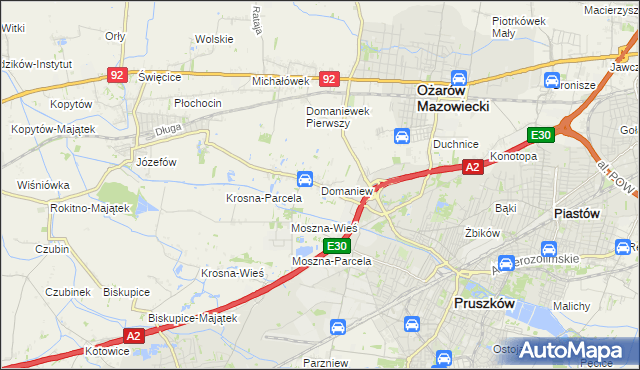 mapa Domaniew gmina Brwinów, Domaniew gmina Brwinów na mapie Targeo