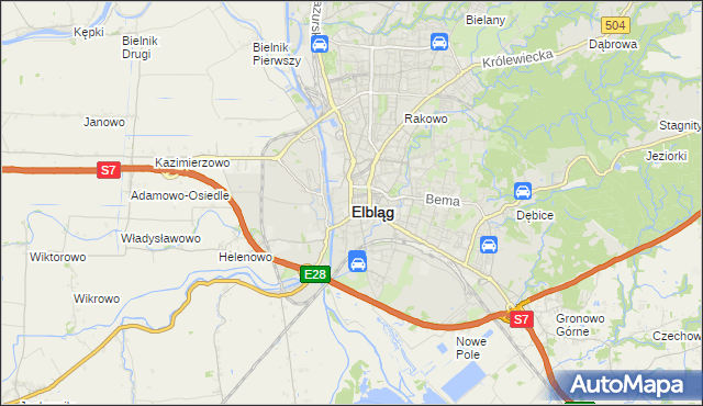 mapa Elbląga, Elbląg na mapie Targeo