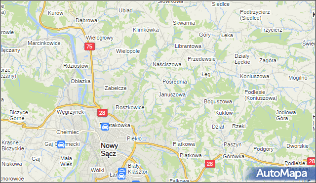 mapa Januszowa, Januszowa na mapie Targeo