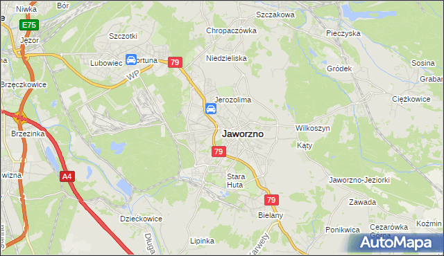 mapa Jaworzno, Jaworzno na mapie Targeo