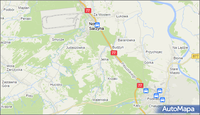 mapa Jelna gmina Nowa Sarzyna, Jelna gmina Nowa Sarzyna na mapie Targeo