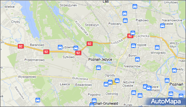 mapa Jeżyce gmina Poznań, Jeżyce gmina Poznań na mapie Targeo