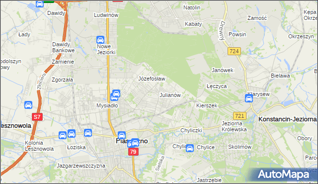 mapa Julianów gmina Piaseczno, Julianów gmina Piaseczno na mapie Targeo