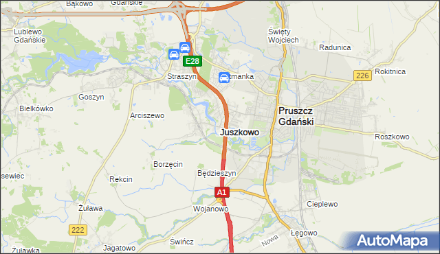 mapa Juszkowo, Juszkowo na mapie Targeo