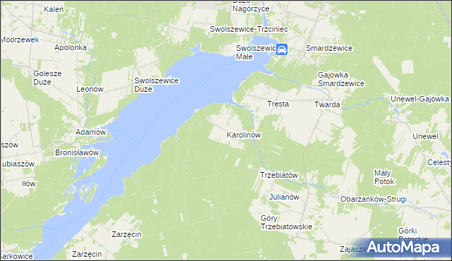 mapa Karolinów gmina Tomaszów Mazowiecki, Karolinów gmina Tomaszów Mazowiecki na mapie Targeo