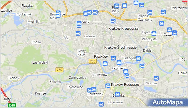 mapa Krakowa, Kraków na mapie Targeo