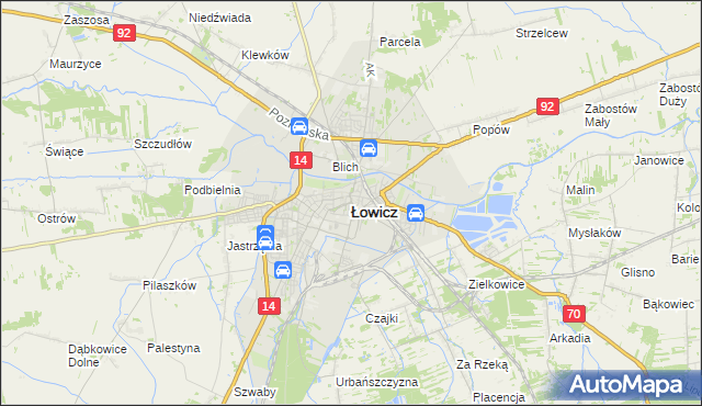 mapa Łowicza, Łowicz na mapie Targeo