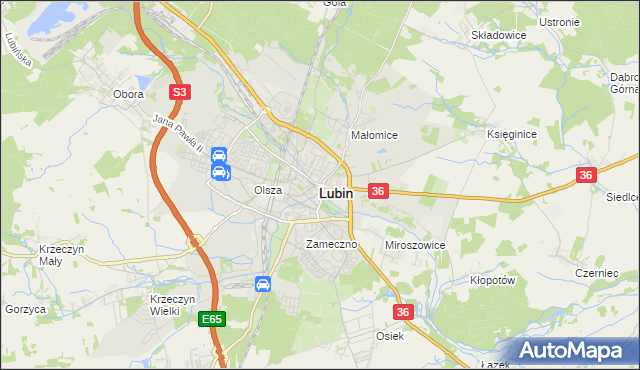 mapa Lubin, Lubin na mapie Targeo