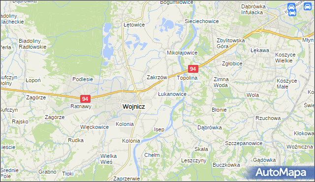 mapa Łukanowice, Łukanowice na mapie Targeo