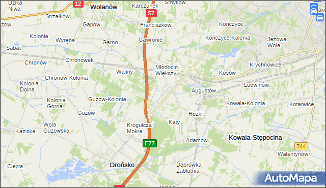 mapa Młodocin Mniejszy, Młodocin Mniejszy na mapie Targeo