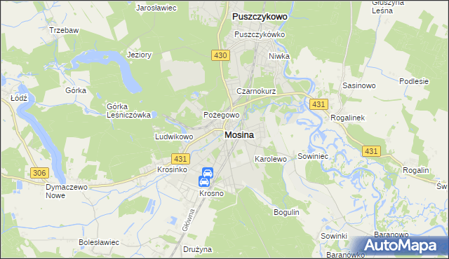 mapa Mosina powiat poznański, Mosina powiat poznański na mapie Targeo