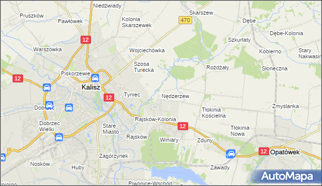 mapa Nędzerzew gmina Opatówek, Nędzerzew gmina Opatówek na mapie Targeo