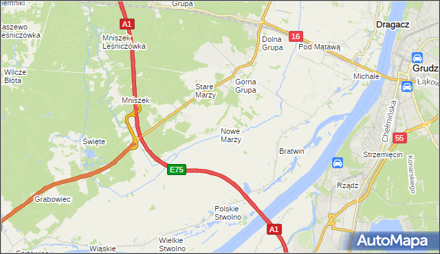 mapa Nowe Marzy, Nowe Marzy na mapie Targeo