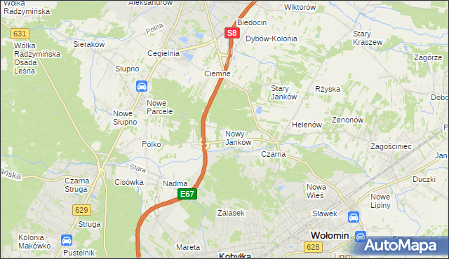mapa Nowy Janków, Nowy Janków na mapie Targeo