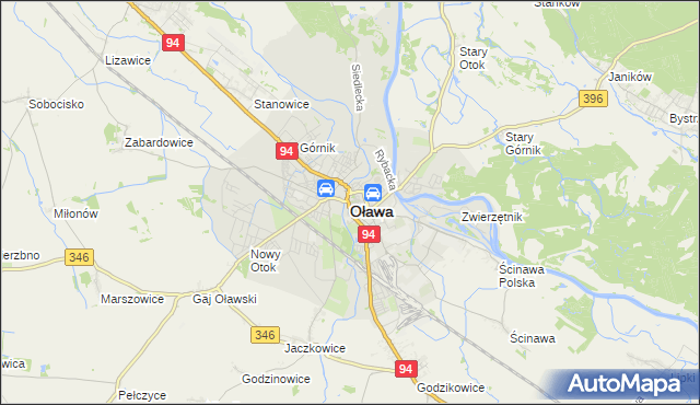 mapa Oława, Oława na mapie Targeo