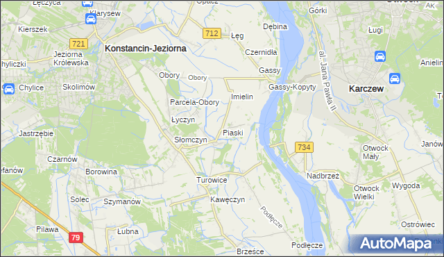 mapa Piaski gmina Konstancin-Jeziorna, Piaski gmina Konstancin-Jeziorna na mapie Targeo