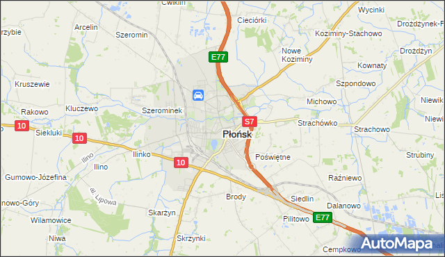 mapa Płońsk, Płońsk na mapie Targeo