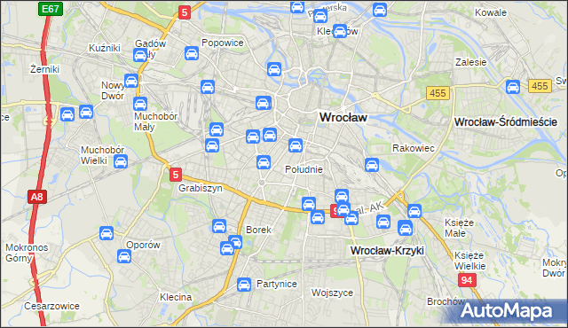 mapa Południe, Południe na mapie Targeo