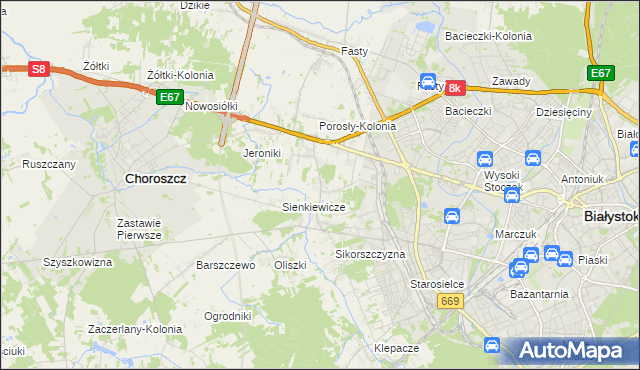 mapa Porosły, Porosły na mapie Targeo