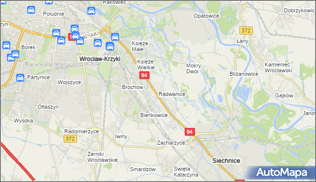 mapa Radwanice gmina Siechnice, Radwanice gmina Siechnice na mapie Targeo