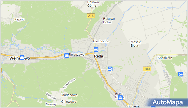 mapa Reda, Reda na mapie Targeo