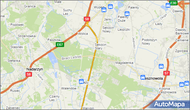 mapa Sękocin-Las, Sękocin-Las na mapie Targeo