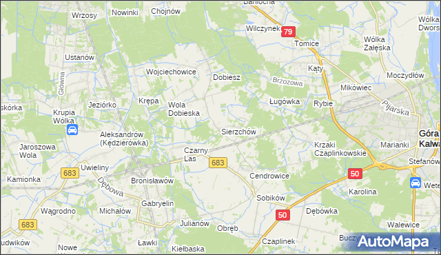 mapa Sierzchów gmina Góra Kalwaria, Sierzchów gmina Góra Kalwaria na mapie Targeo