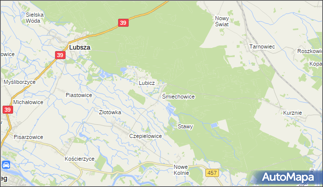 mapa Śmiechowice gmina Lubsza, Śmiechowice gmina Lubsza na mapie Targeo