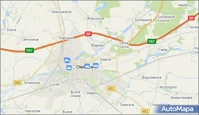 mapa Spalice, Spalice na mapie Targeo