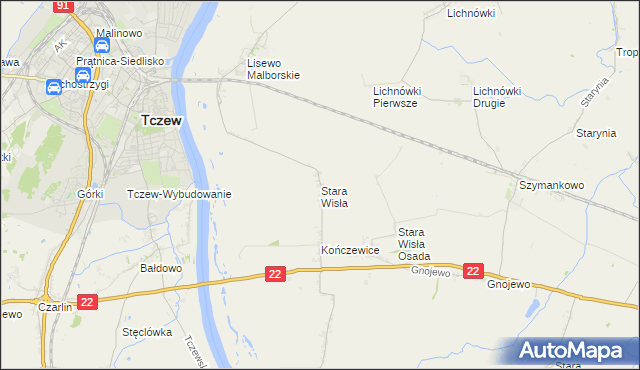 mapa Stara Wisła, Stara Wisła na mapie Targeo