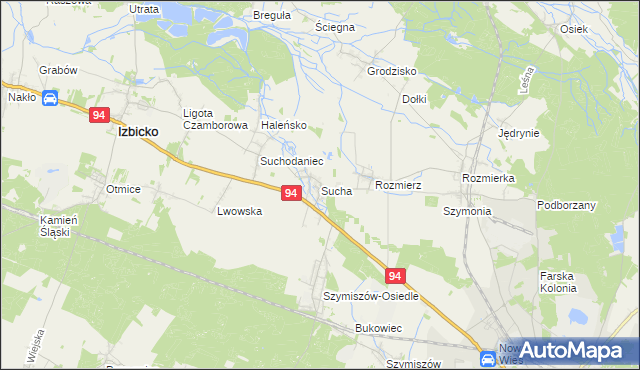 mapa Sucha gmina Strzelce Opolskie, Sucha gmina Strzelce Opolskie na mapie Targeo