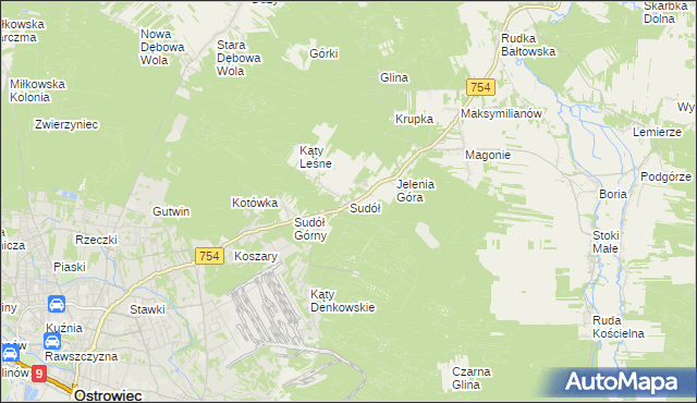 mapa Sudół gmina Bodzechów, Sudół gmina Bodzechów na mapie Targeo